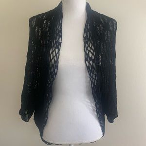 Alberto Makali Silk Crochet Black Cardigan Shrug Jacket Sz Small